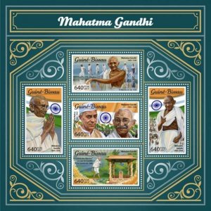 Guinea-Bissau - 2017 Mahatma Gandhi - 4 Stamp Sheet - GB17804a