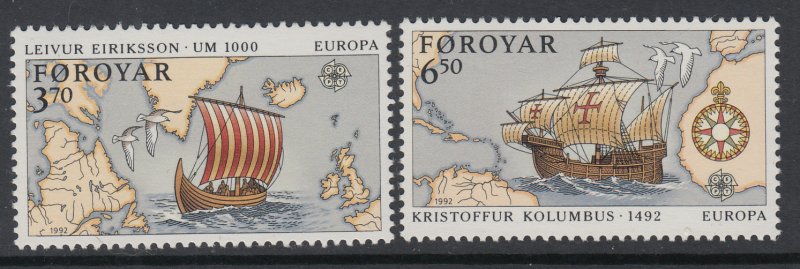 Faroe Islands 236-237 Sailing Ships Maps MNH VF