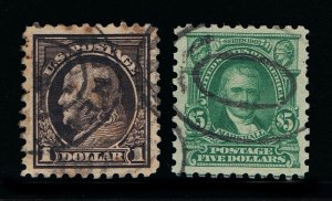 EXCELLENT GENUINE SCOTT #478 & #480 F-VF USED SET OF 2 HIGN DENOMINATION SINGLES