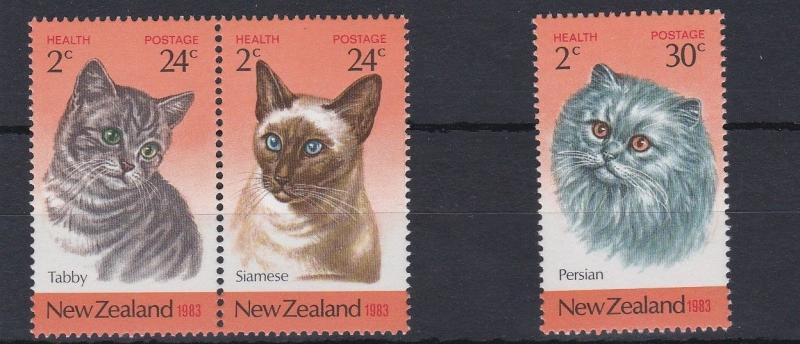 NEW ZEALAND  1983  CATS    SET   OF 3   HEALTH  MNH           