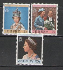 Jersey Sc 168-170 1976 Silver Jubilee QE II stamp set mint NH
