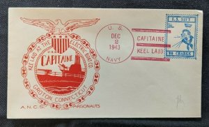 1943 USS Capitaine Keel Laid US Navy Submarine Naval Cover Electric Boat Company