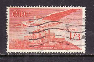 Ireland-Sc#C6-used 1sh3p ver Airmail-Angel over Rock of Cashel-1954-