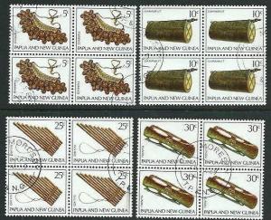 PAPUA NEW GUINEA 1969 Musical Instruments set blocks of 4 fine used........66509