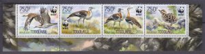 2014 Togo 5863-5866 strip+Tab WWF / Birds 12,00 €