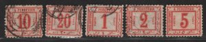 Egypt Sc#J1-J5 used F-Vf complete set, J5 is MH Cv. $144.50