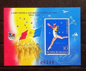 ROMANIA Sc 3532(NOTE) NH IMPERF SOUVENIR SHEET OF 1988 - OLYMPICS