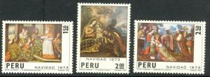 PERU 1973 CHRISTMAS PAINTINGS Set Sc 610-612 MNH