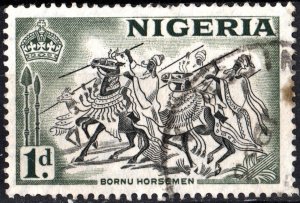 Nigeria SC#81 1 d Bornu Horseman (1953) Used