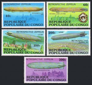 Congo PR 408-412,MNH.Michel 577-581. History of the Zeppelin,1977.