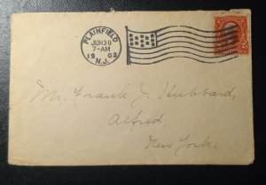 US #301 Postal Cover Plainfield N.J to Alfred N.Y.1903 VF