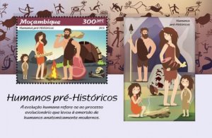 Mozambique - 2019 Prehistoric Humans - Souvenir Sheet - MOZ190105b