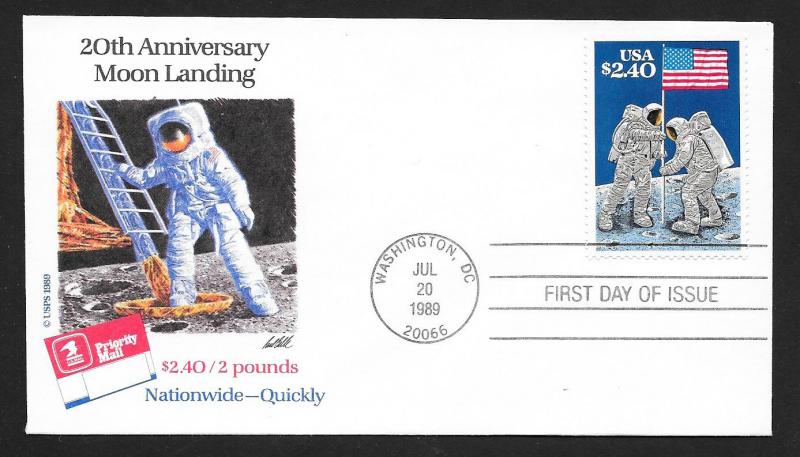 UNITED STATES FDC $2.40 Moon Landing 1989 USPS