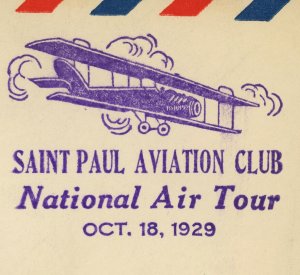 Saint Paul Aviation Club National Air Tour 1929 Airmail Cover 5c Postage C11 USA