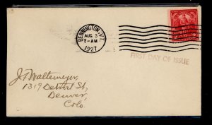 US 643 1927 2c Vermont Sesquicentennial on an uncacheted addressed FDC with a Bennington, VT cancel