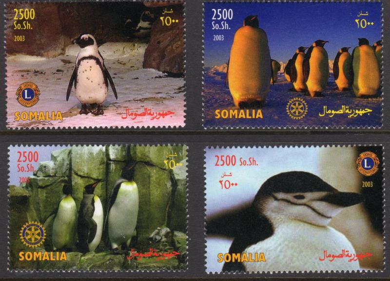 Somalia 2003 Penguins-Antarctic-Rotary & Lions International Set (4) Perf.MNH