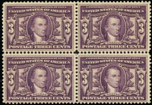 325, Mint F-VF NH 3¢ Block of Four With PSE Certificate - Stuart Katz