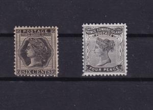 prince edward islands mounted mint 6d and no gum 4d   stamps ref r15058