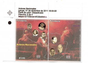 PARAGUAY 2011 NATIONAL ACTORS, ART, ARTISTS, 1 VALUE + LABEL MINT NH