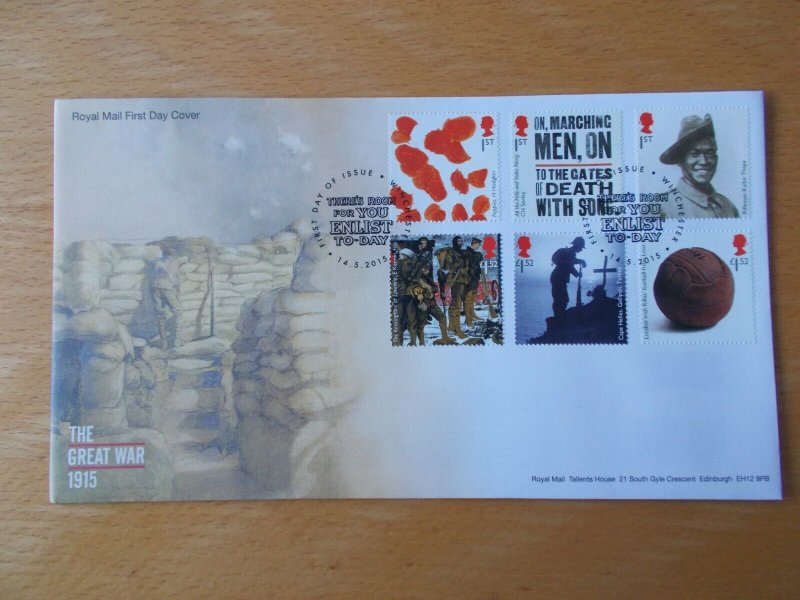 2015 The Great War (2nd issue) WW1 Set on First Day Cover with Winchester S/H/S