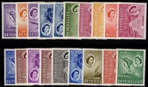 SEYCHELLES QEII SG174-188, 1954-61 complete set, M MINT. Cat £100.