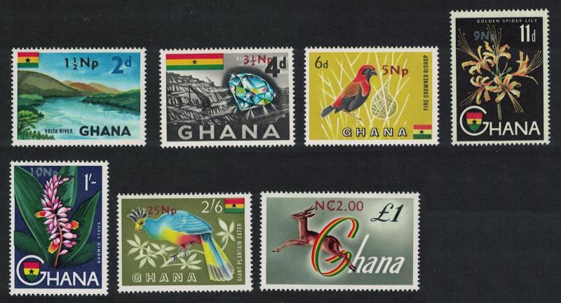 Ghana Birds Orchids Antelope New Currency 7v SG#445=454