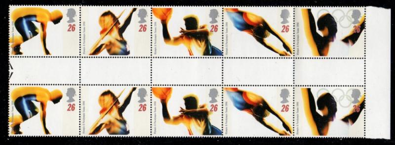 Great Britain Sc 1692a Atlanta Olympic stamps gutter prs NH