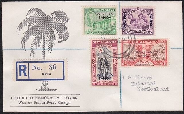 SAMOA 1946 Peace set on registered FDC ex Apia.............................B3571