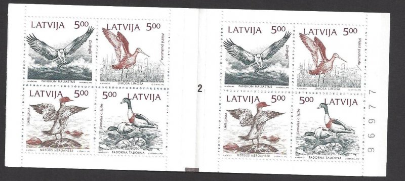 Latvia #335a MNH Bklt. birds of the Baltic shore, issued 1992