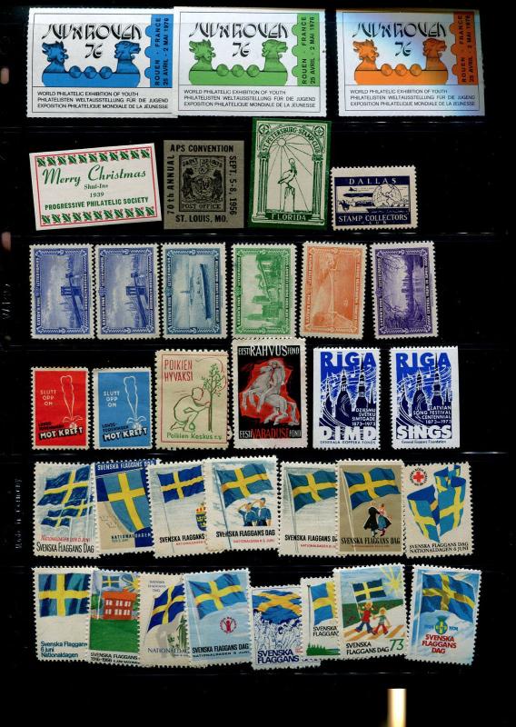 STAMP SHOW SEALS - MIXED COLLECTION OF 100+ SEALS/CINDERELLAS - BBB