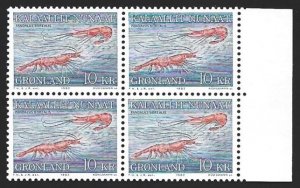 Greenland 1981-86 Schrimp 10k #136 BLOCK VF-NH, Zero Gum CV $14.00-