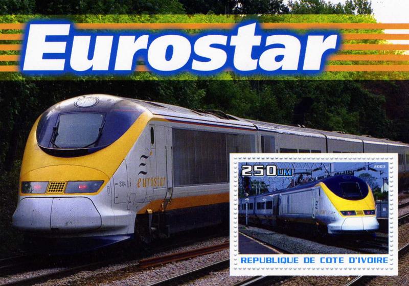 Ivory Coast 2003 TRAIN EUROSTAR s/s Perforated Mint (NH)