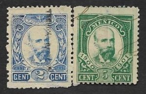 SE)1901 MEXICO  2 FISCAL STAMPS, 2C WITH DISTRICT AND 5C, USED