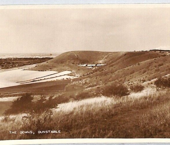 GB RP Postcard Aviation GLIDER Dunstable Downs Real Photo 1957 {ex Slater}PG112