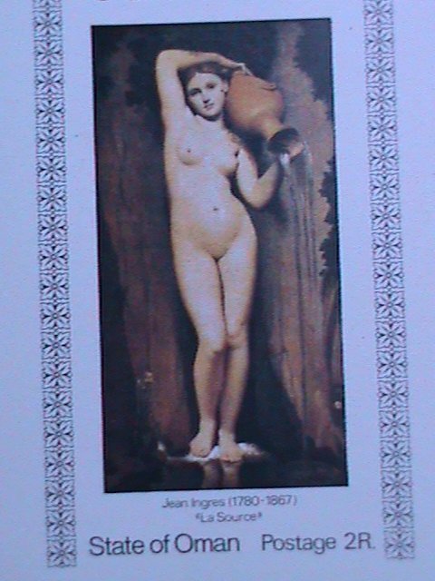 ​STATE OF OMAN-WORLD FAMOUS NUDE  PAINTING OF JEAN INGRES IMPERF MNH S/S VF