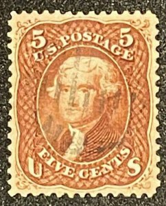 Scott#: 75 - Thomas Jefferson 5c Used Nicely Centered Single Stamp w/2021 PSE