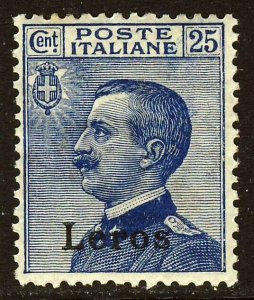 ITALIAN OCCUPATION OF GREEK ISLANDS 1912 Overprinted LEROS 25c. Blue SG 11E MINT 