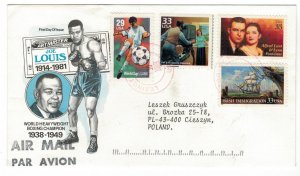 United States 1999 Cover to Poland Stamps Sport Box Joe Louis Soccer Football