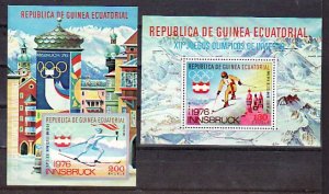 Equatorial Guinea, Mi cat.545, BL159-160. Innsbruck Olympics s/sheets.