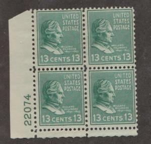 U.S. Scott #818 Fillmore Stamp - Mint NH Plate Block - Pre-Eye