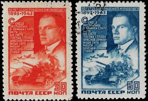 Russia-USSR 1943 Sc 905-06 U cto vf