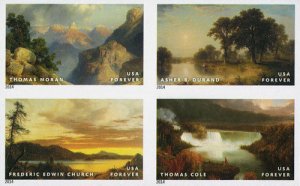 2014 49c Hudson River School, Landscapes, Block of 4, Imperforate Scott 4917-20c