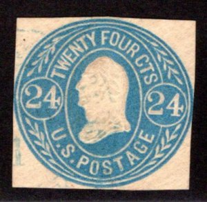 Scott U71, 24c,blue buff, Cut Square Envelope, 1865, USA BOB