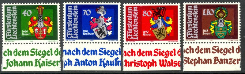 LIECHTENSTEIN 1982 COAT OF ARMS Set Sc 729-732 MNH