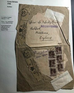 1946 India Piece Officially Secured Damaged Mail  Cover To Ashford England
