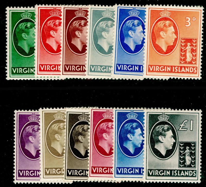 BRITISH VIRGIN ISLANDS Sg110a, 121, 1938-47 SET, M MINT. Cat £75.