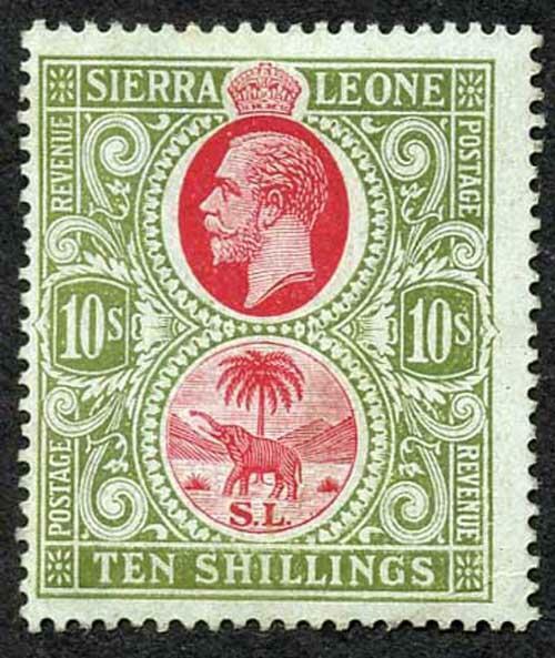 Sierra Leone SG146 KGV 10/- wmk Mult Script M/M