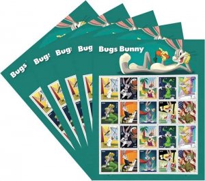 Bugs Bunny 2020 Forever Stamps of 5 books total 100 pcs