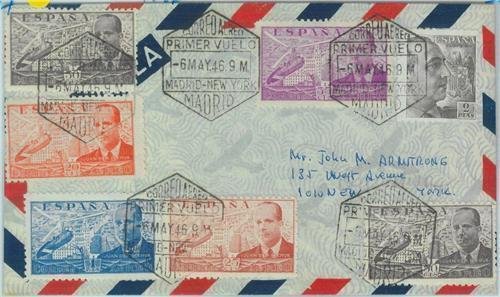 83112 - SPAIN - Postal History - FIRST FLIGHT: Madrid - New York - ED # 17 1946-