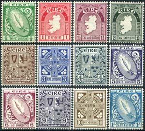 IRELAND 1940 - Scott# 106-17 Map & Sword etc. Set of 12 LH